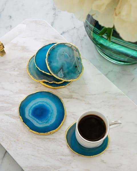 colorful blue and green stone coasters for registry gift