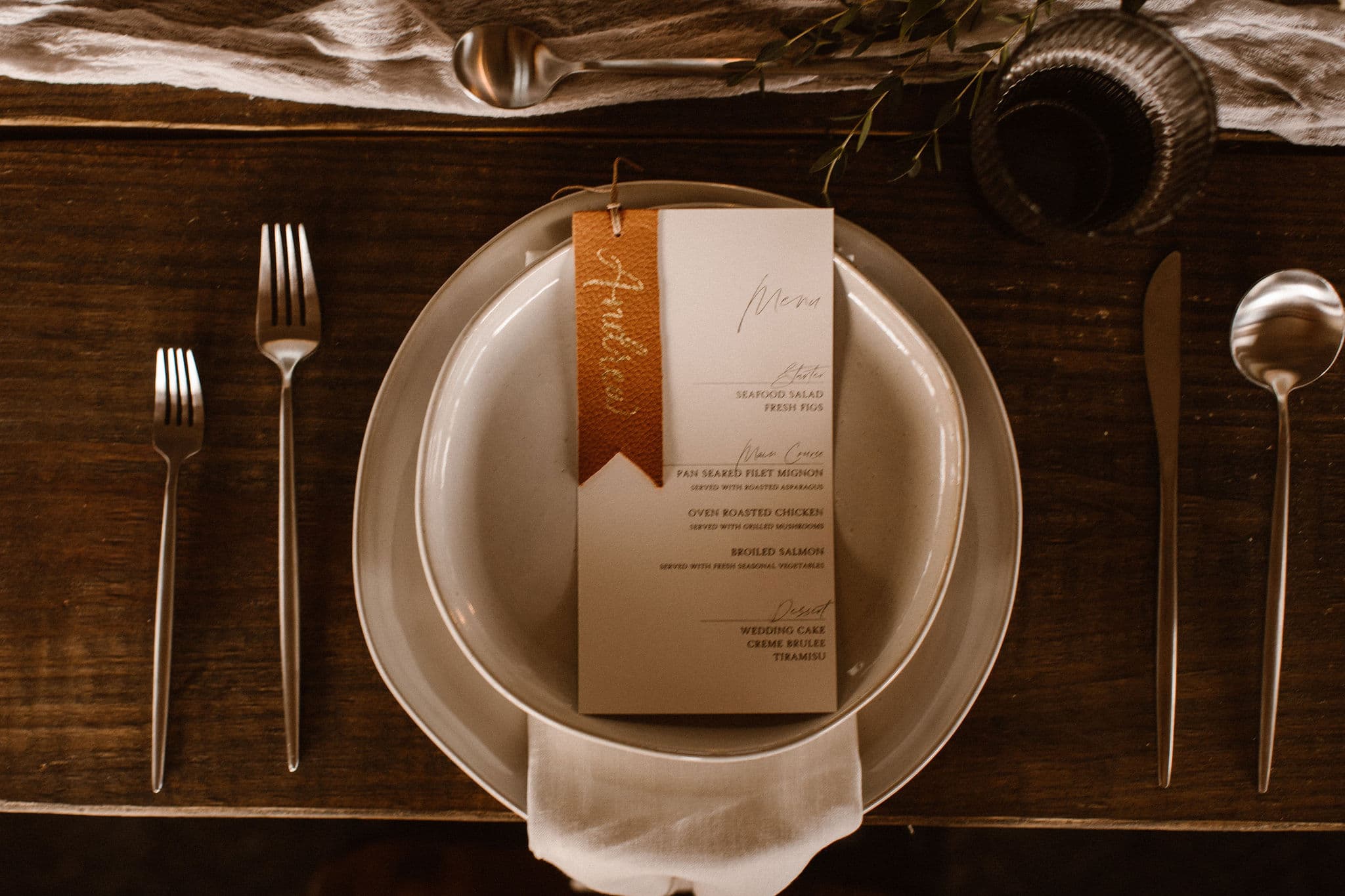 Menu placecards by Bare Lettered Designs