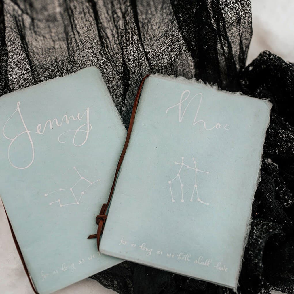 Vow books for a wedding by Bare Lettered Designs