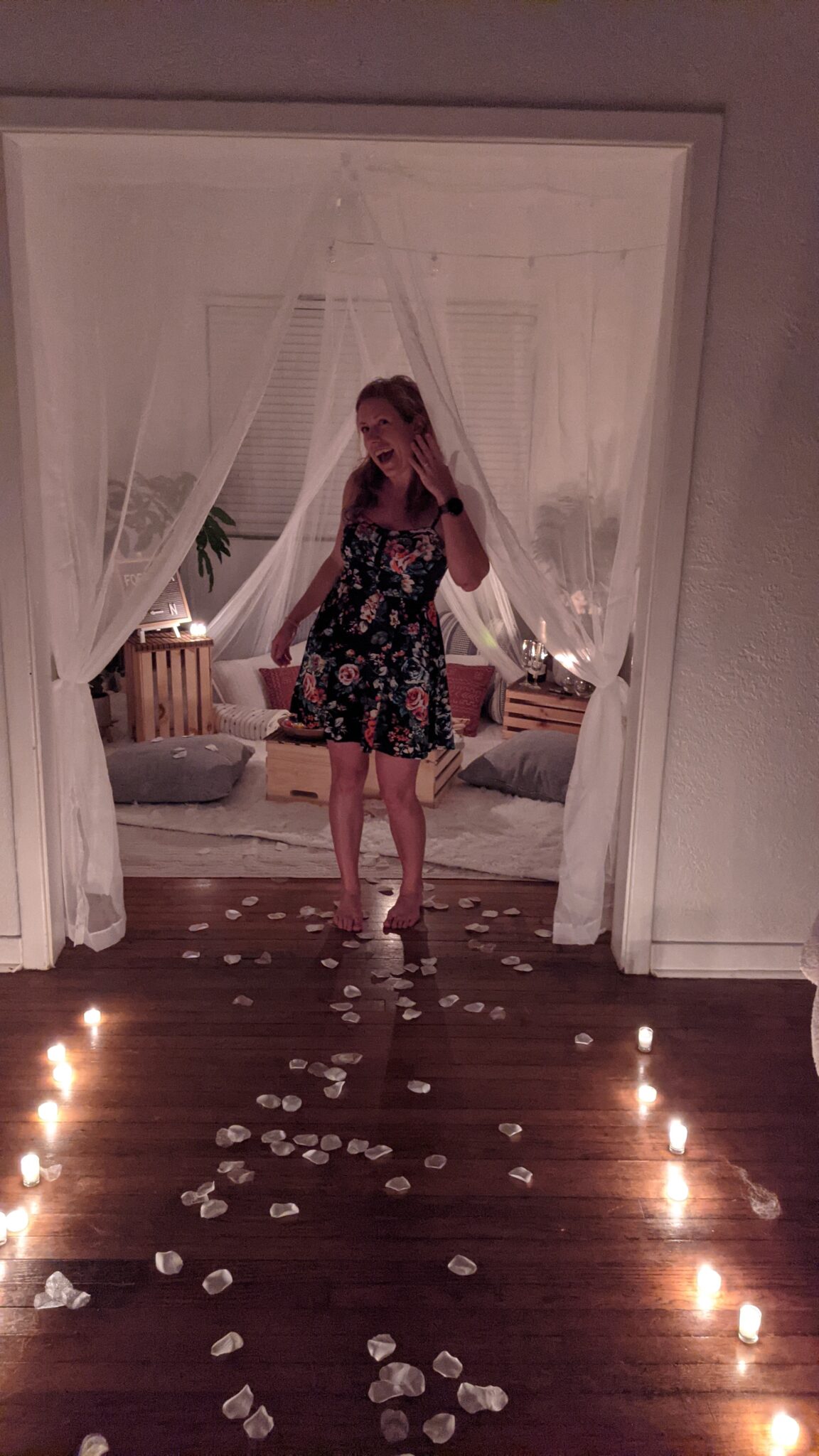 petals and candles Scavenger Hunt Marriage Proposal