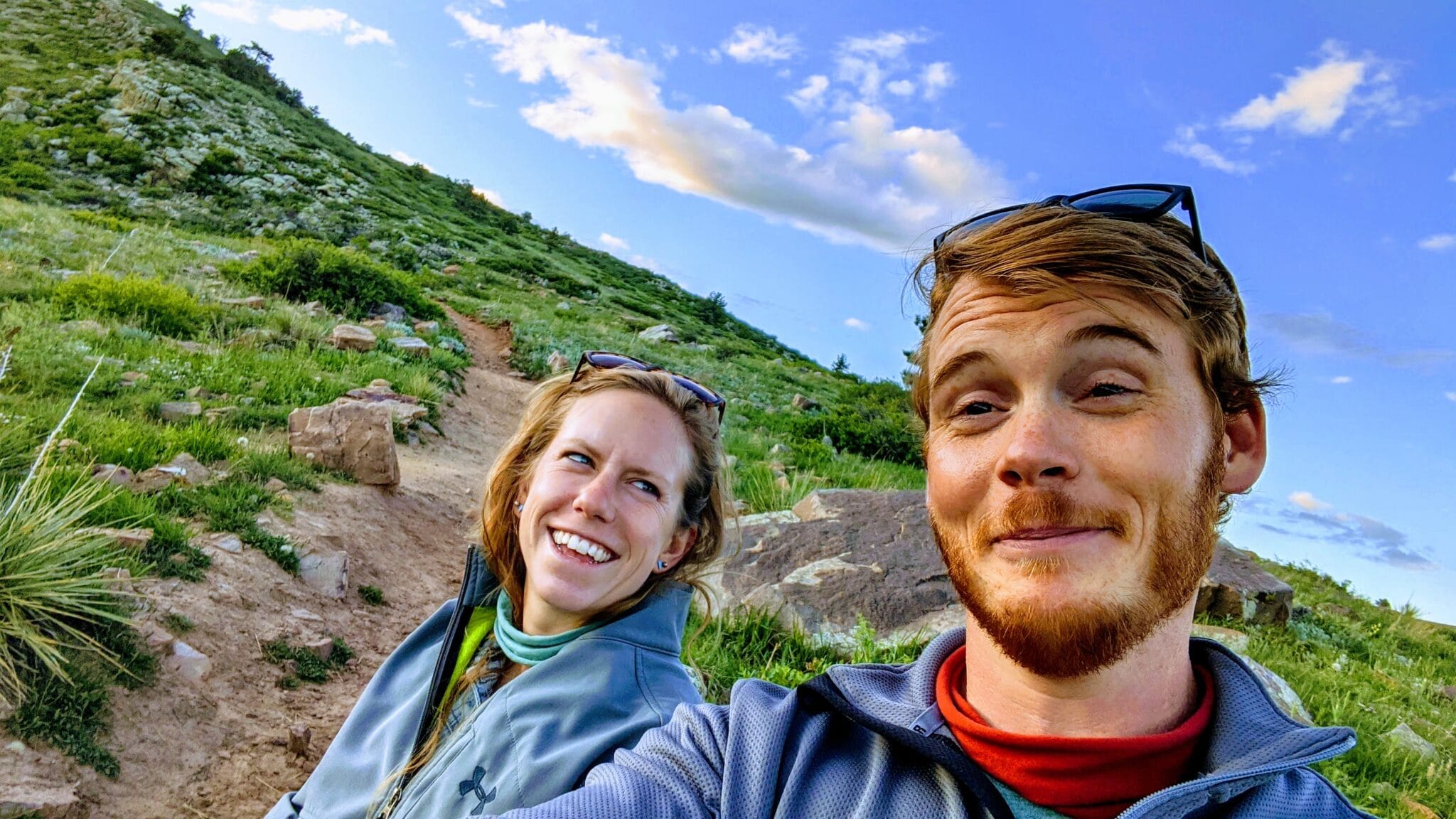 selfie of a couple on a hike