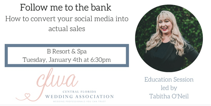 Central Florida Wedding Association flyer for social media talk