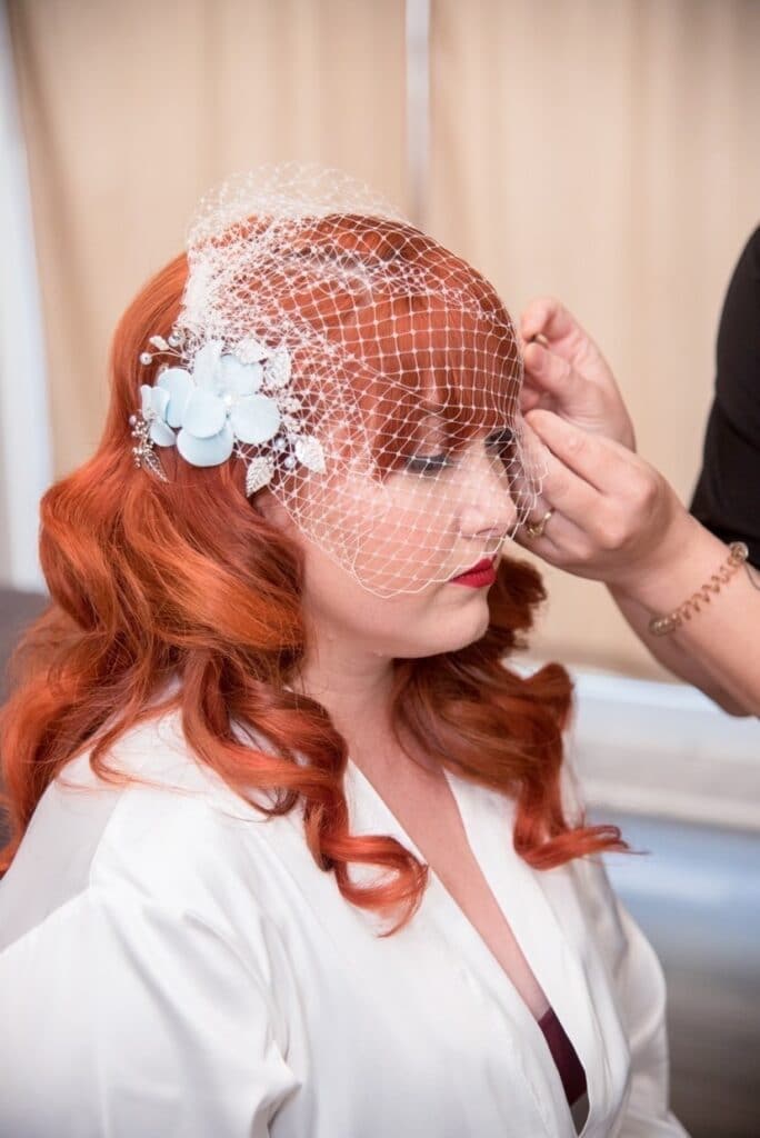 redheaded bride with hair by Gabriella Anthoney's Design Artistry