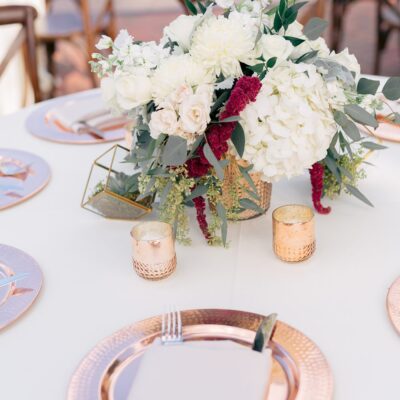 wedding reception table centerpieces by Flowers by Lesley