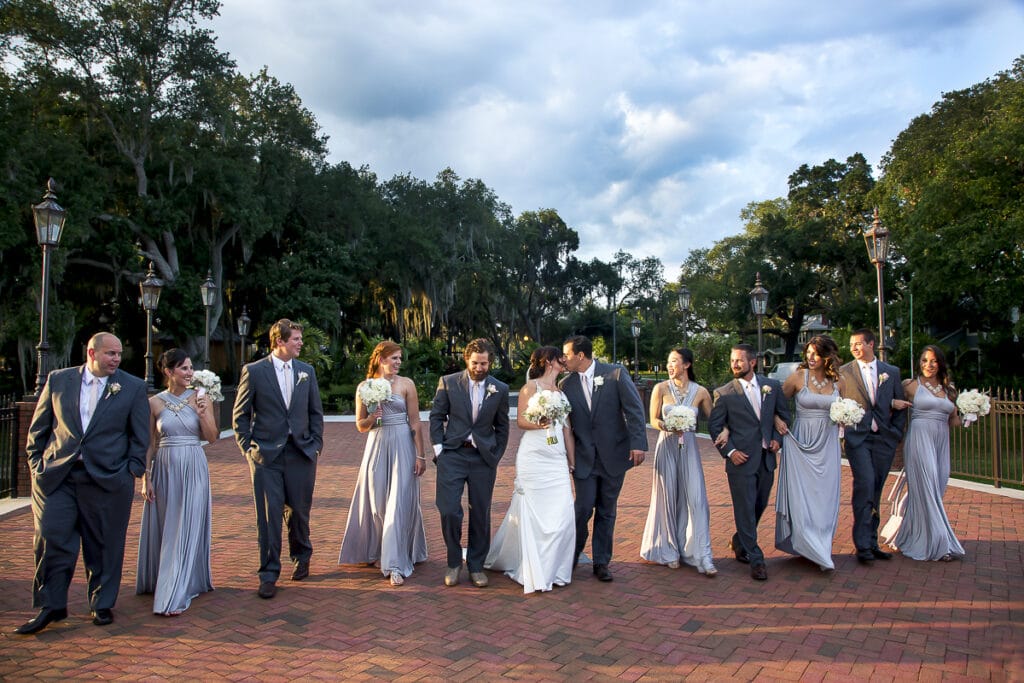 bridal party in the middle of the street photographed by Sterling Photography International