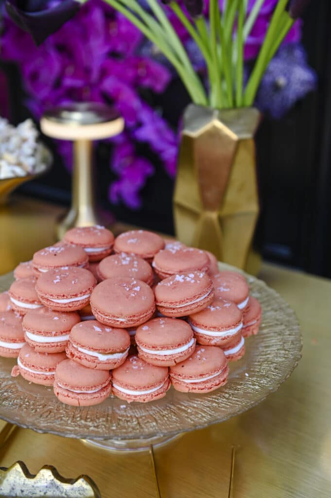 pink macarons by Puff n Stuff Catering