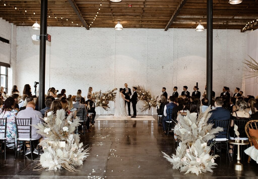 wedding ceremony at modern warehouse, Haus 820
