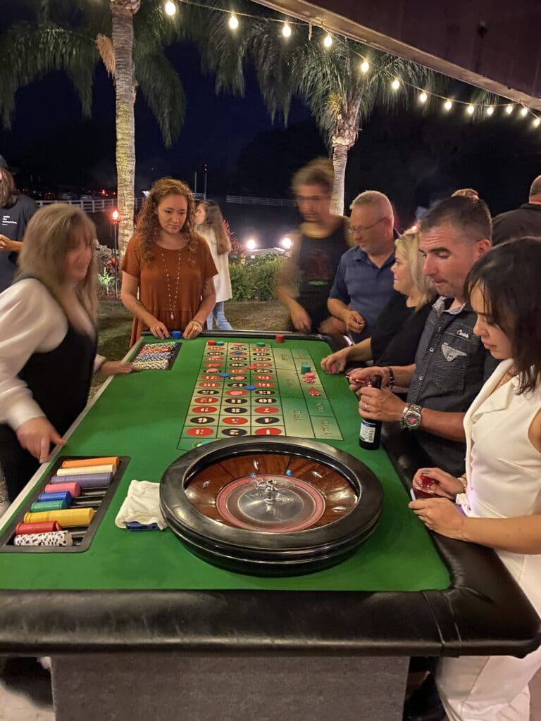 Las Vegas game table at a wedding