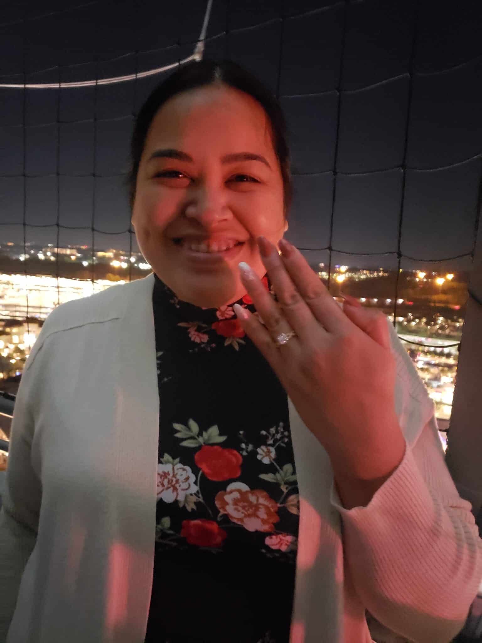 brand new bride for her Hot Air Balloon Proposal at Disney Springs