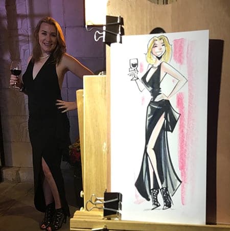 Dawn Gilmore Productions artist rendering of a woman in a black dress