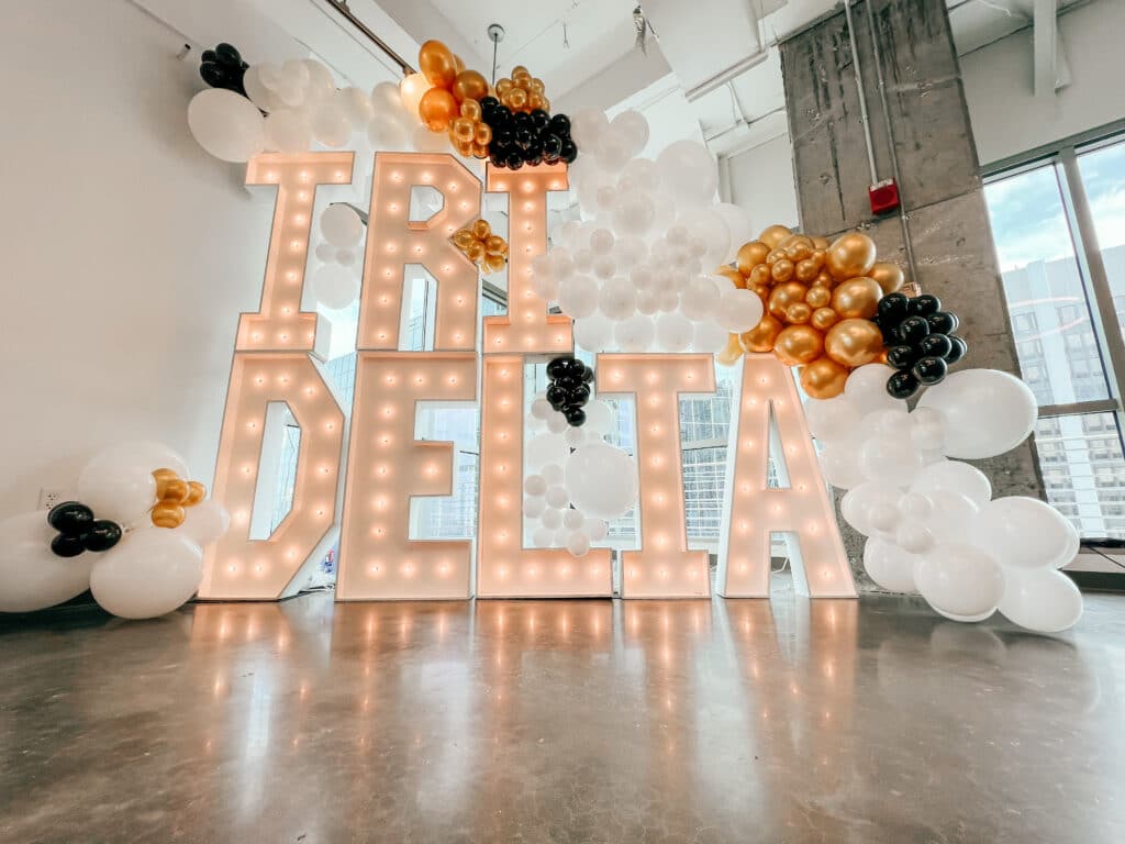 birthday lights and balloon arches by Fab and Float events