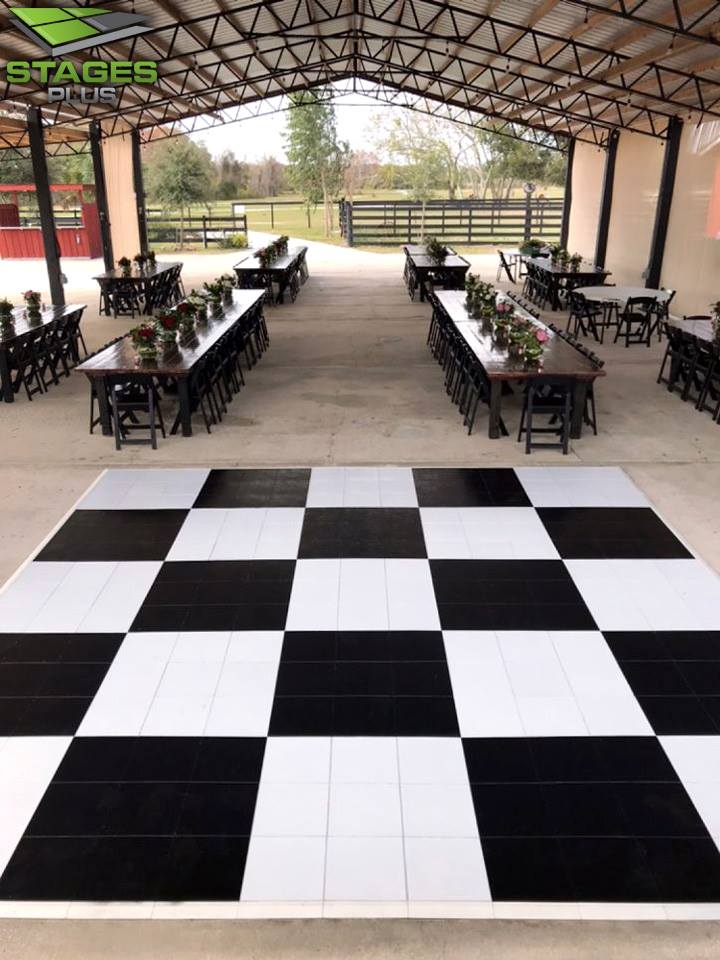 black and white checkered dance floor from Stages Plus in Central Florida