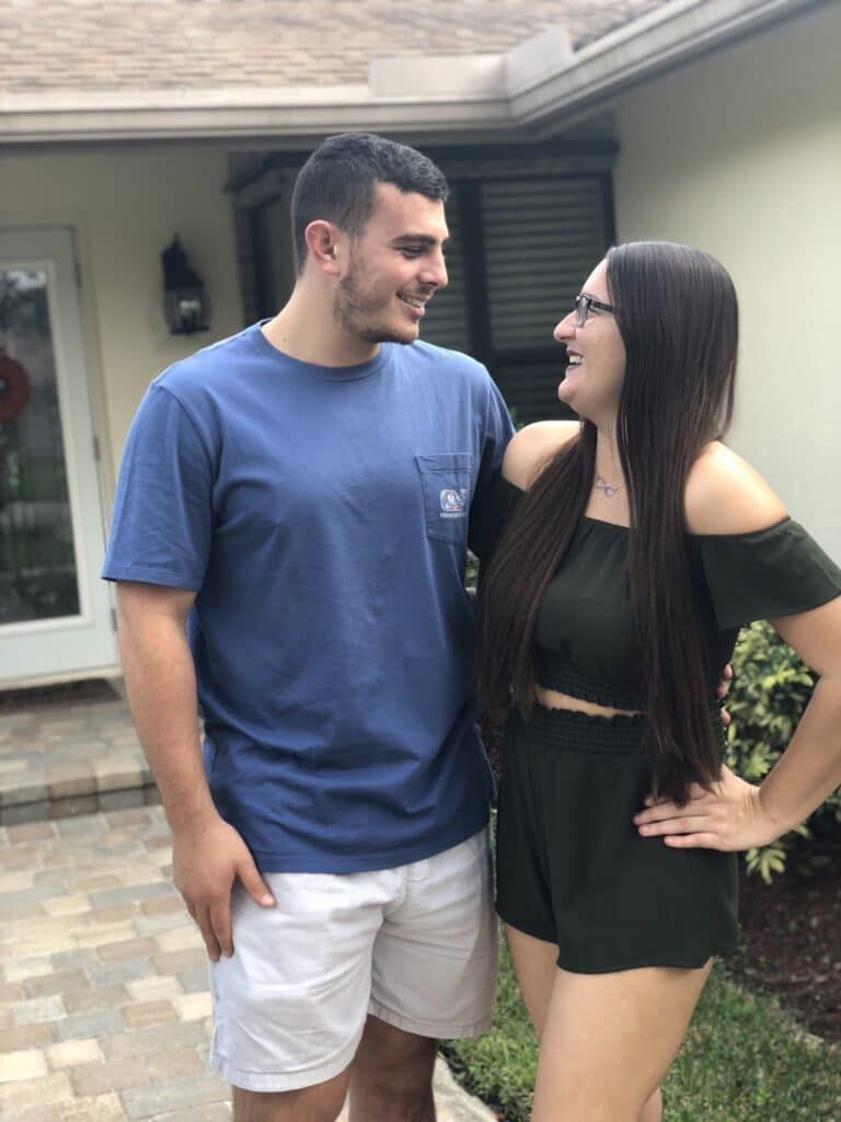 girl smiling at her boyfriend