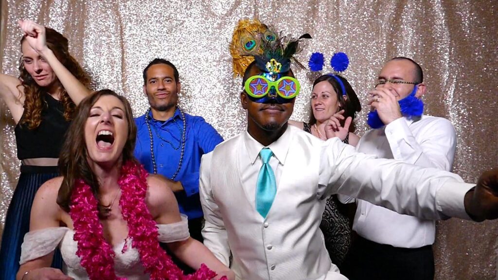 masks, boas and dancing in SugarPop Productions photo booth