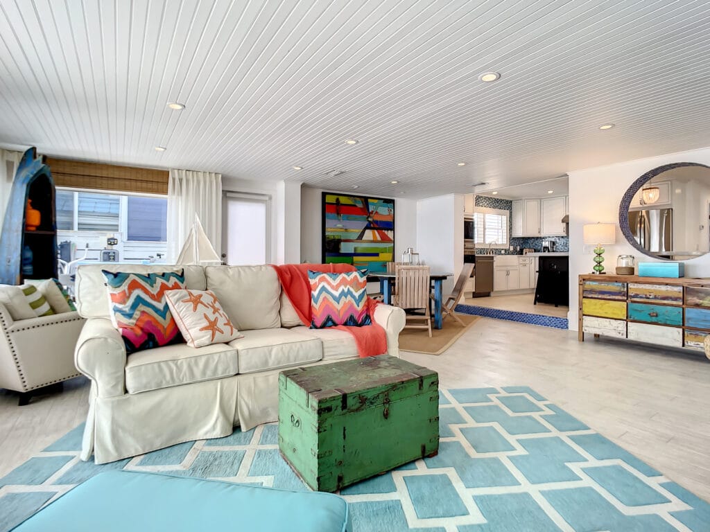 living room with coral accents at Joy by the Sea