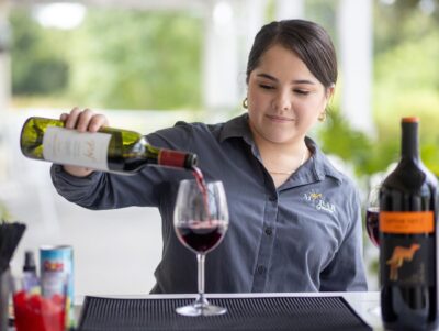 bartender from My Bar Service pouring red wine