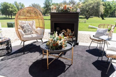 outdoor seating and coffee table by Making It Matthews