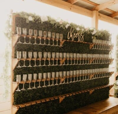 champagne flute wall by Making It Matthews