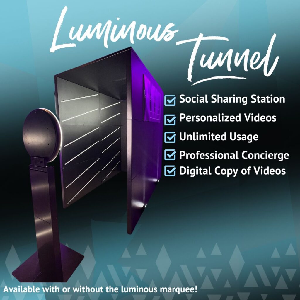 Luminous tunnel photo booth flyer