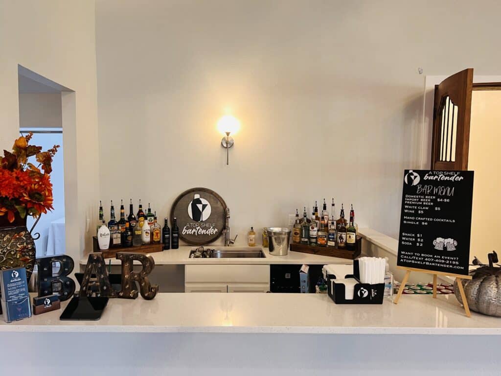 wine bar setup by A Top Shelf Bartender