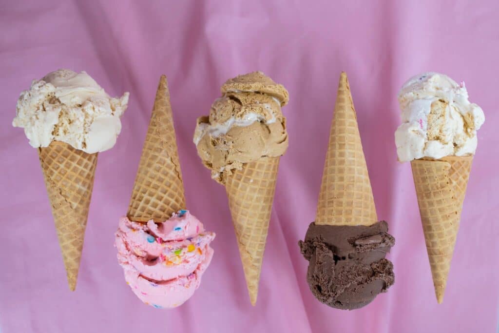 various ice cream flavors from Kelly’s Homemade Ice Cream