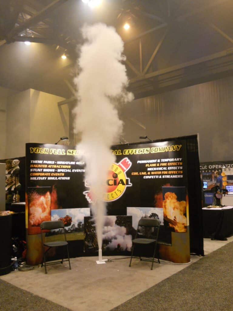 convention booth with smoke from Orlando Special Effects