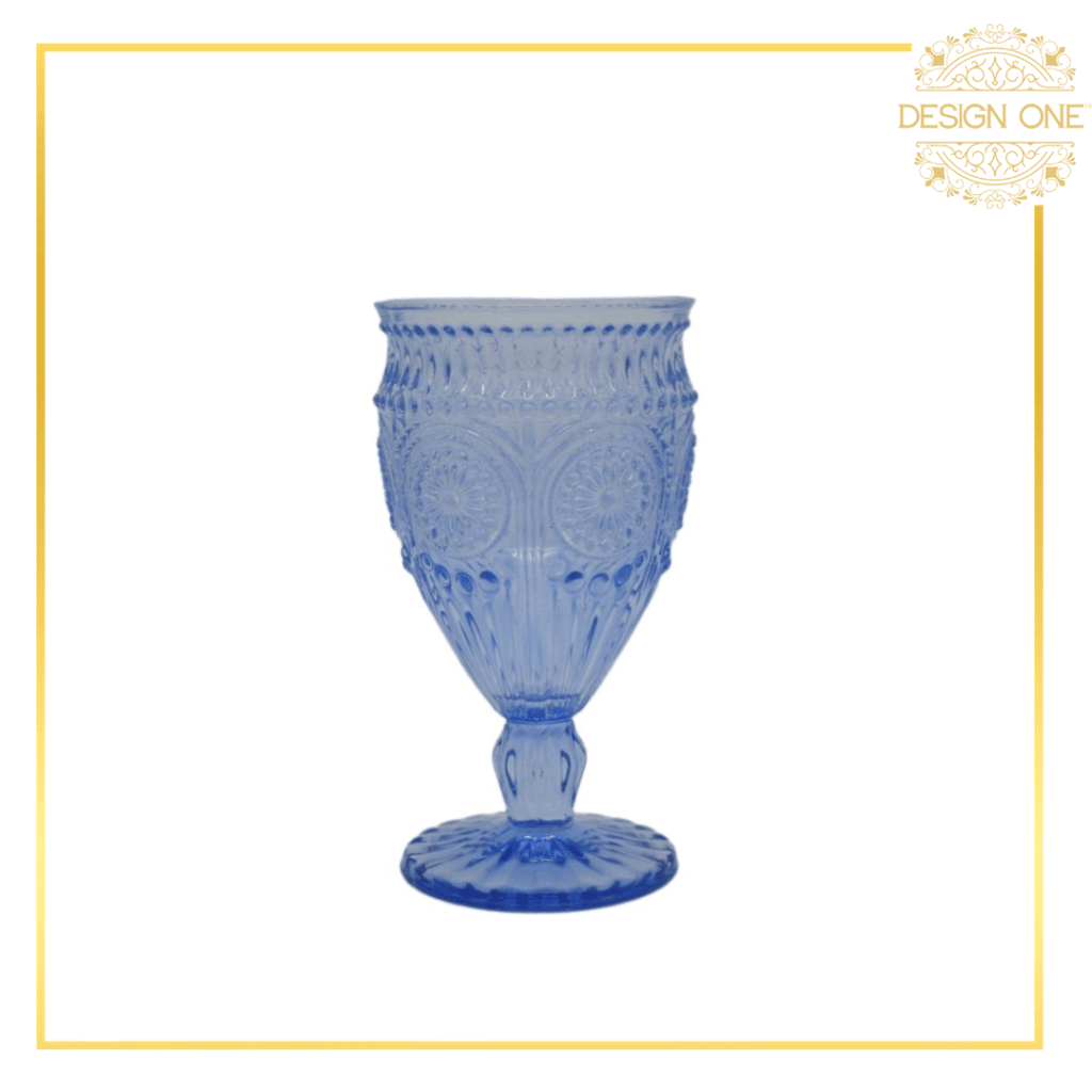 blue glass goblet from Design One USA