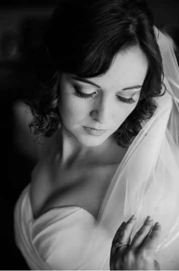 black and white photo of bride before wedding coordinated by Fairy Tales & Wedding Bells