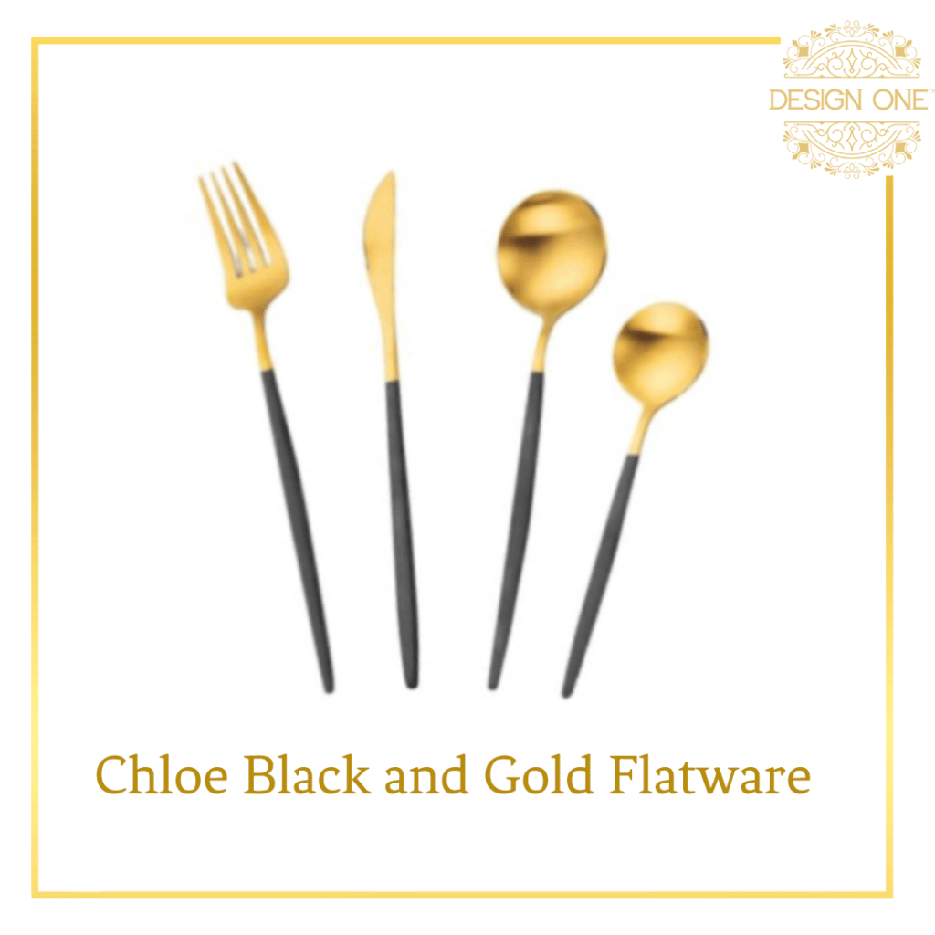Chloe black and gold flatware