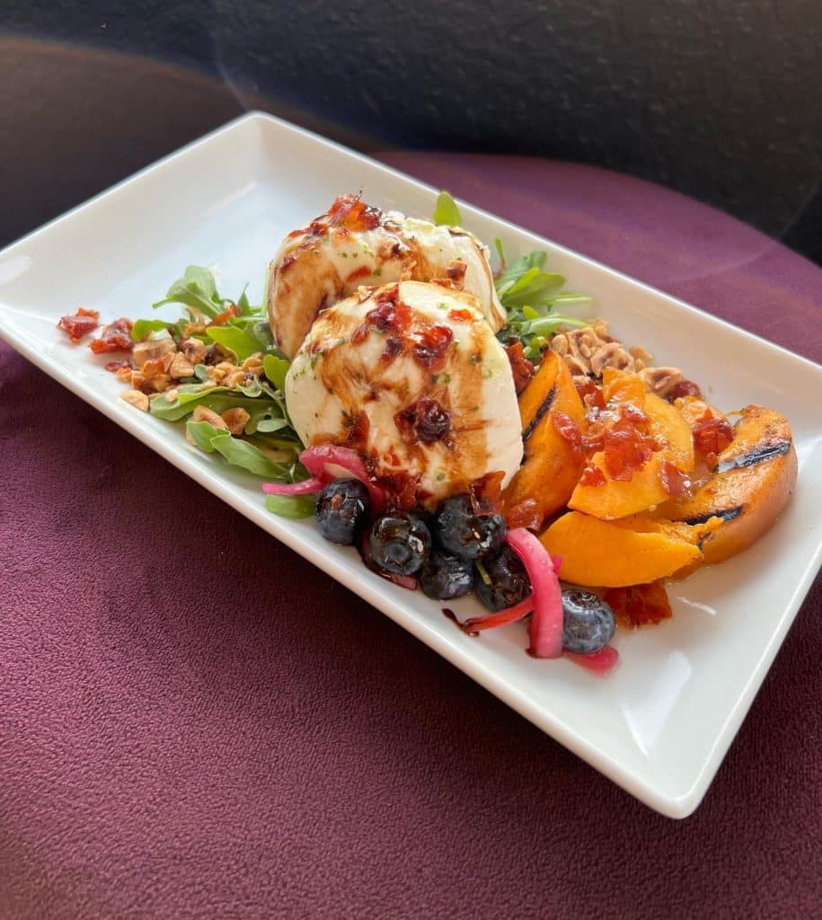 seared peaches and blueberry salad by Uncommon Catering