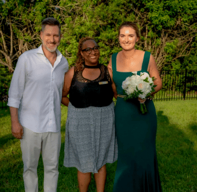couple with officiant from Abundant Notary Services