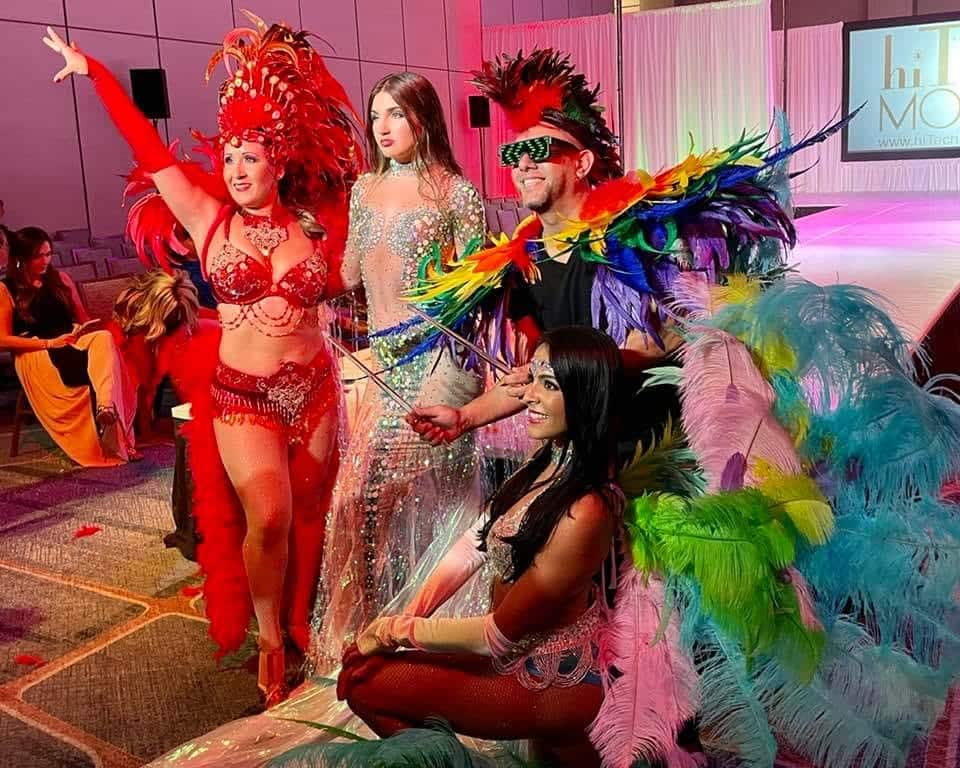 showgirls, dancers and traditional garbed Peruvian bird dancer from Entertainment City Productions