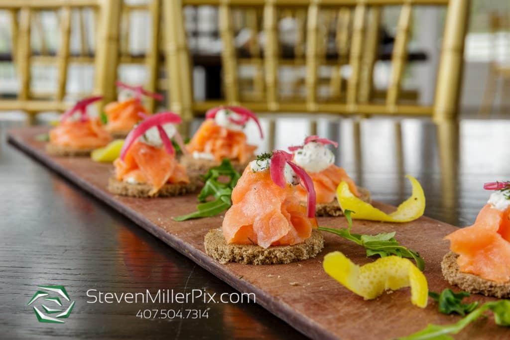 salmon and chives served on wheat points prepared by Dubsdread Catering
