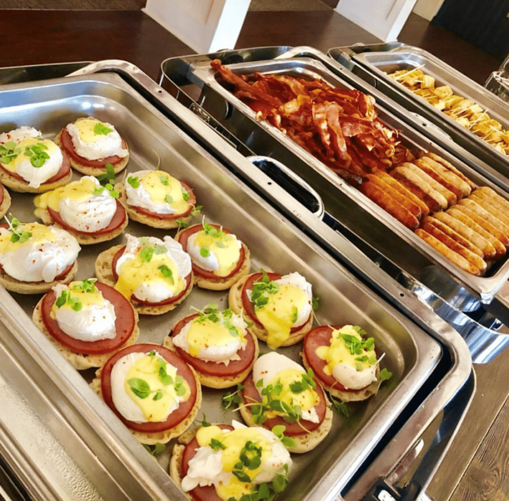 Eggs Benedict and breakfast fare by Dubsdread Catering