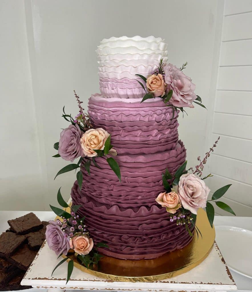 burgundy ombre wedding cake by Cake & Bake