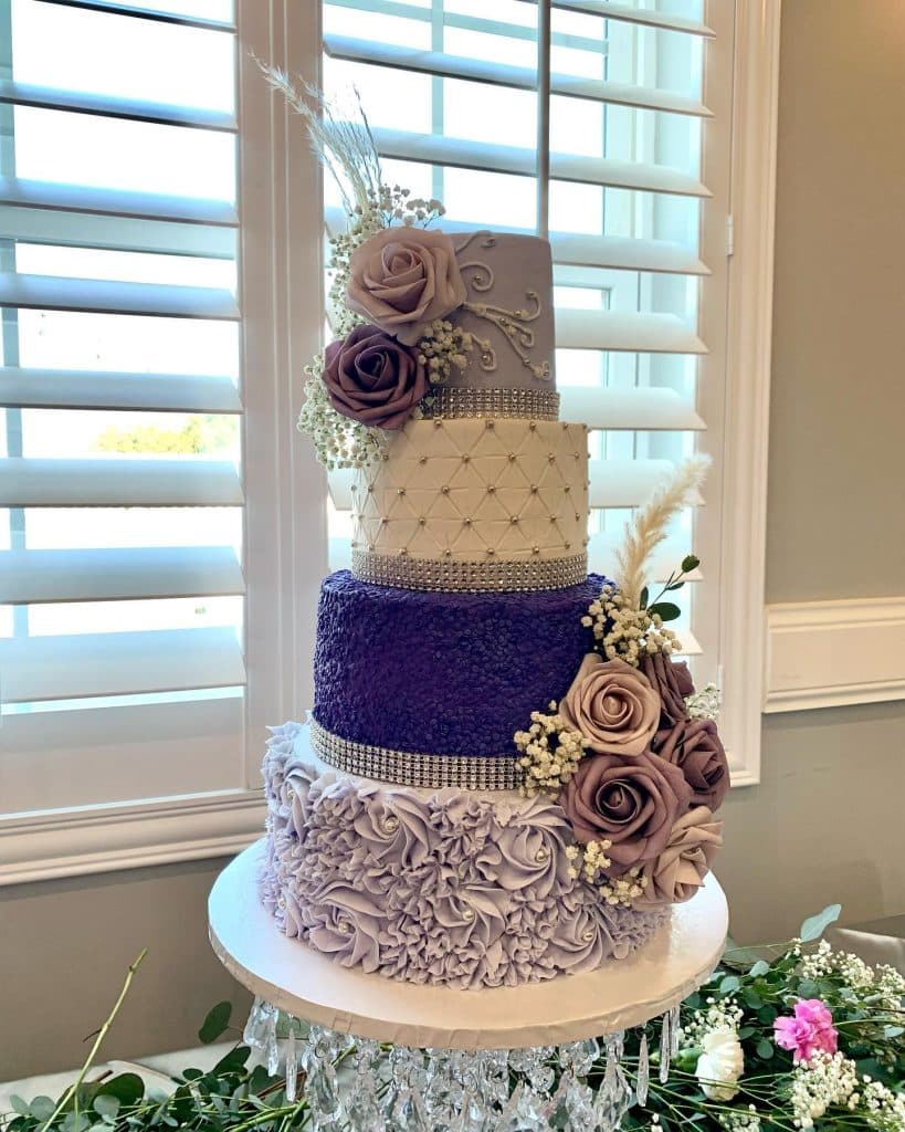 shades of blue wedding cake by Cake & Bake