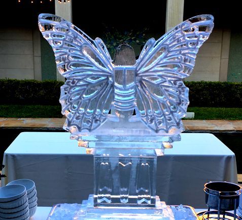 butterfly ice sculpture by Ice Pro