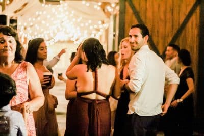 wedding party in the barn at the Rocking L Ranch Wedding Barn