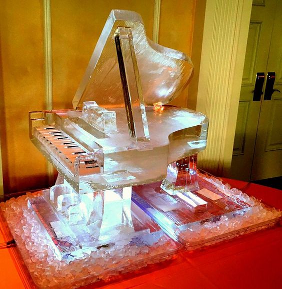 piano and harp rendered in ice by Ice Pro