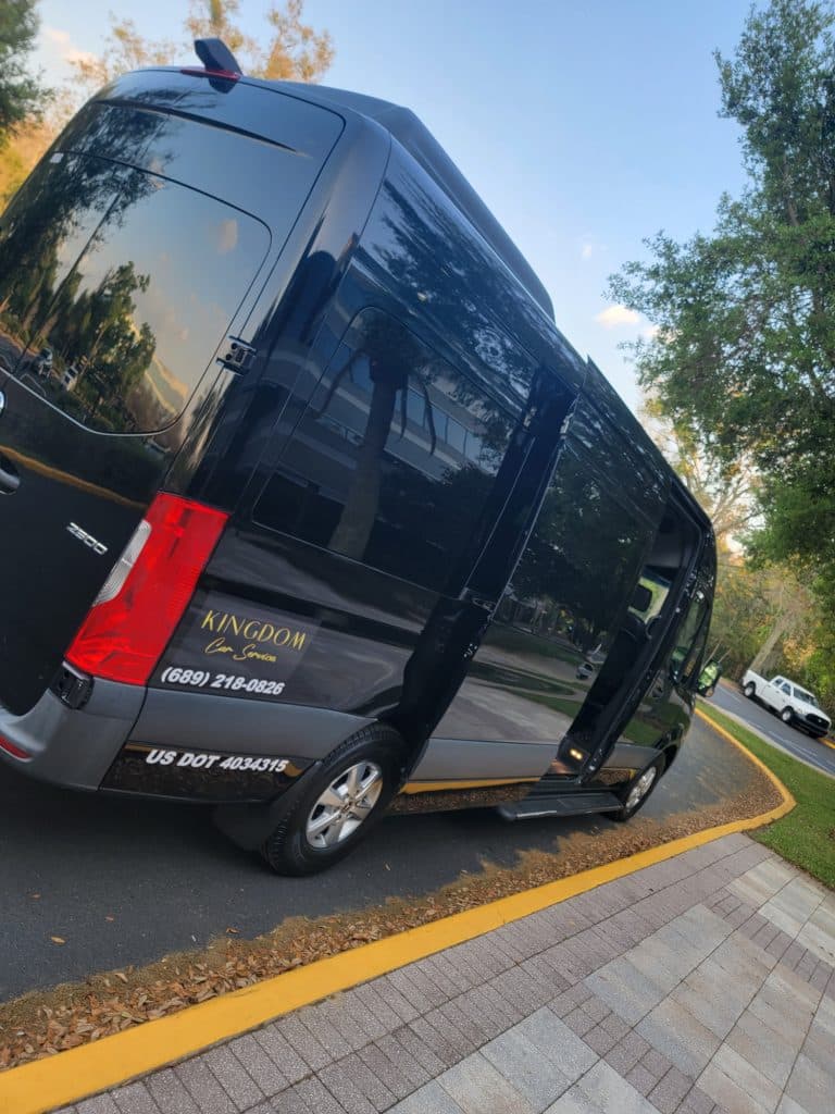 large black passenger van from Kingdom Car Service