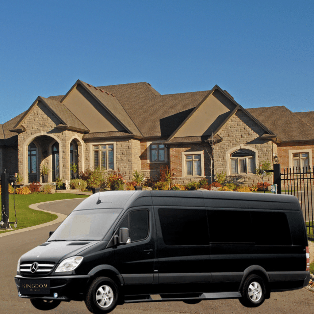 large black Mercedes van from Kingdom Car Service