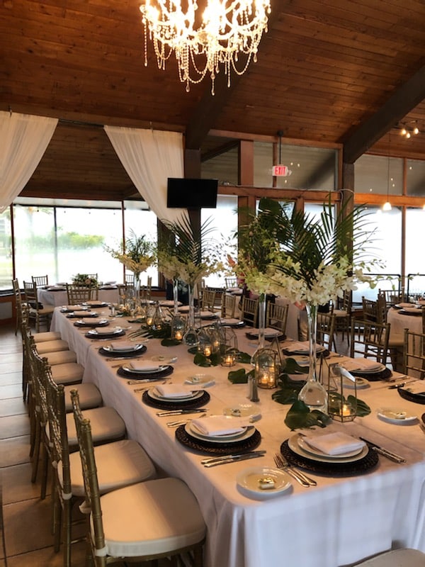 long table setup for wedding reception at 520 on the Water