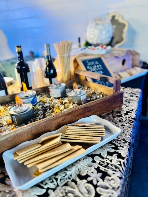 wine and appetizer station from Serve All Catering