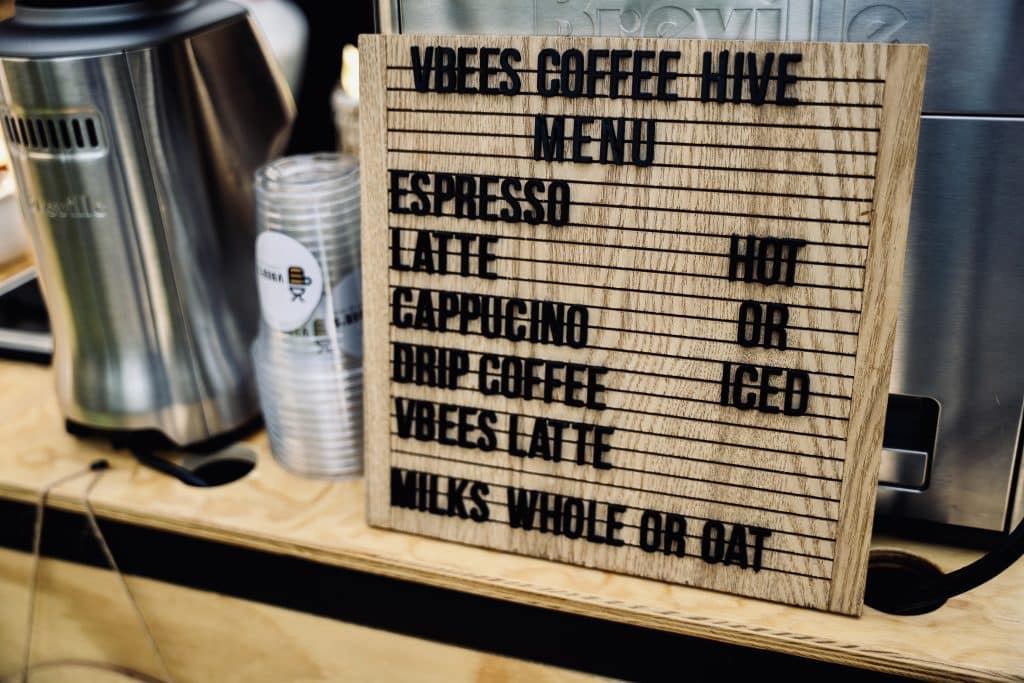 VBee’s Coffee Hive menu