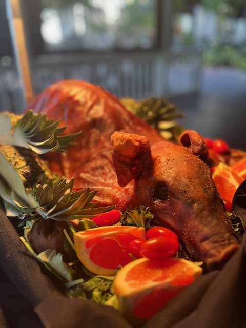 roast with rosemary, blood oranges and maraschino cherries from Serve All Catering