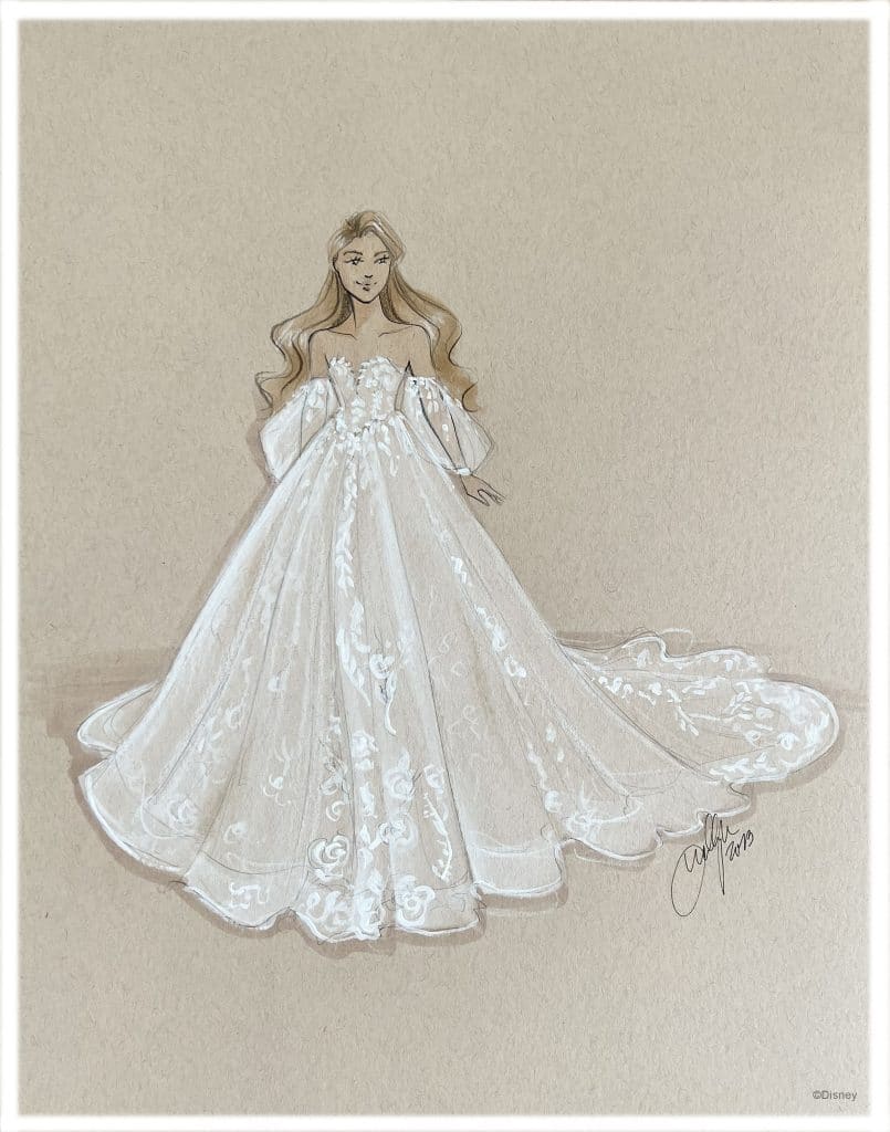 artist rendering of one of a kind gown designed at Lily’s Bridal