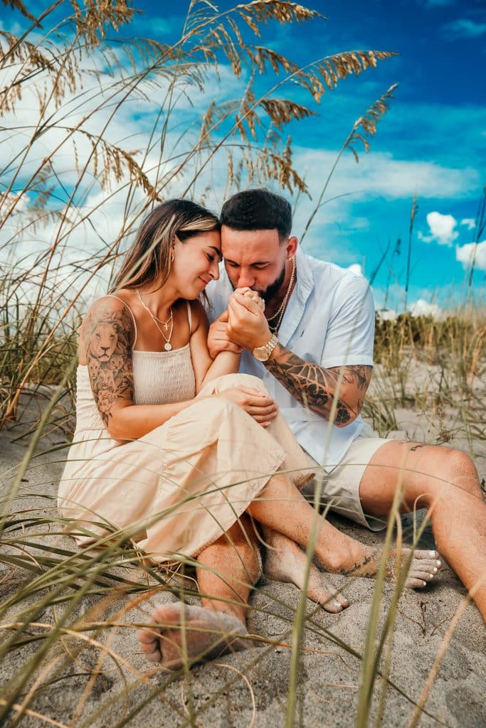 Engagement Photo shoot on the beach in Orlando, FL, by Sunshine Memories Photography