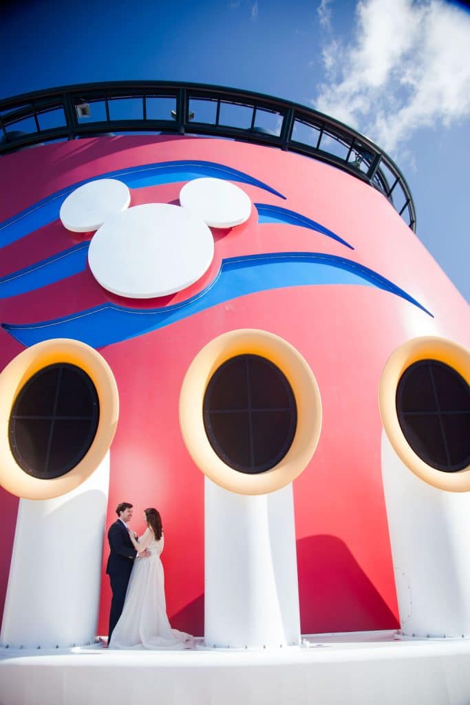 bride and groom on Disney Cruise Line photographed by Hundreds of Moments Photography