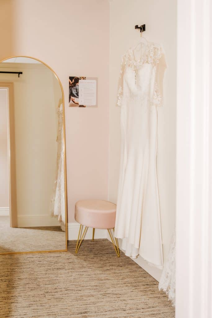 pretty pink changing room at Lily’s Bridal