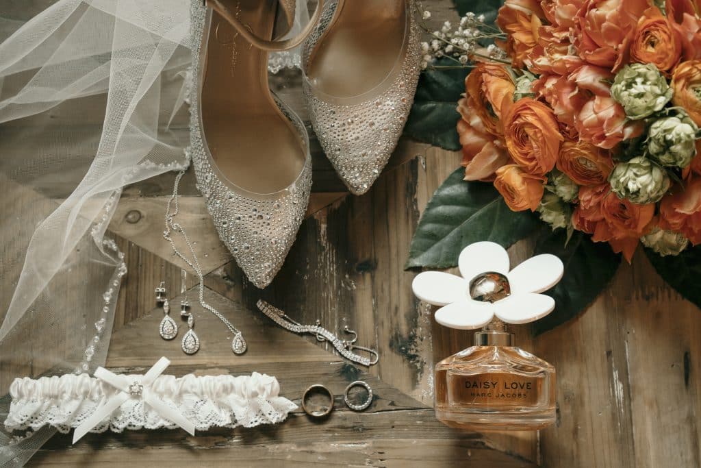 bridal accessories for the day at wedding reception coordinated by A. Marie Events & Design